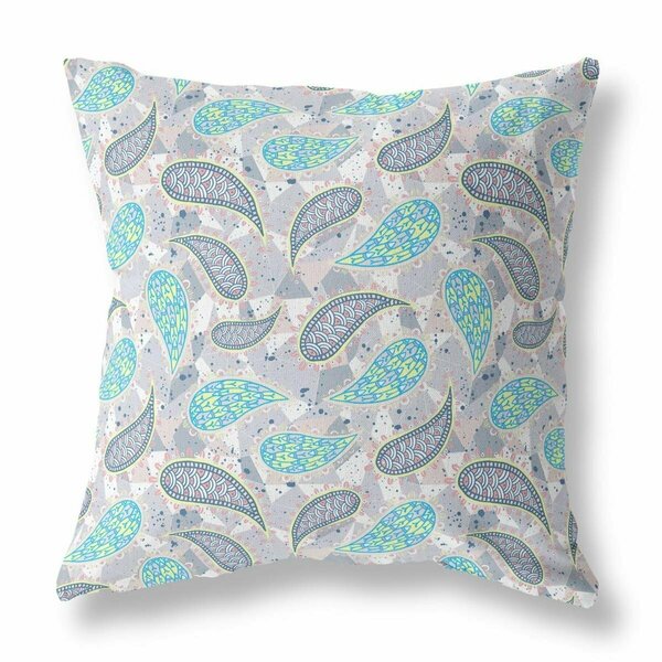 Palacedesigns 26 in. Boho Paisley Indoor & Outdoor Throw Pillow Green Gray & Black PA3107005